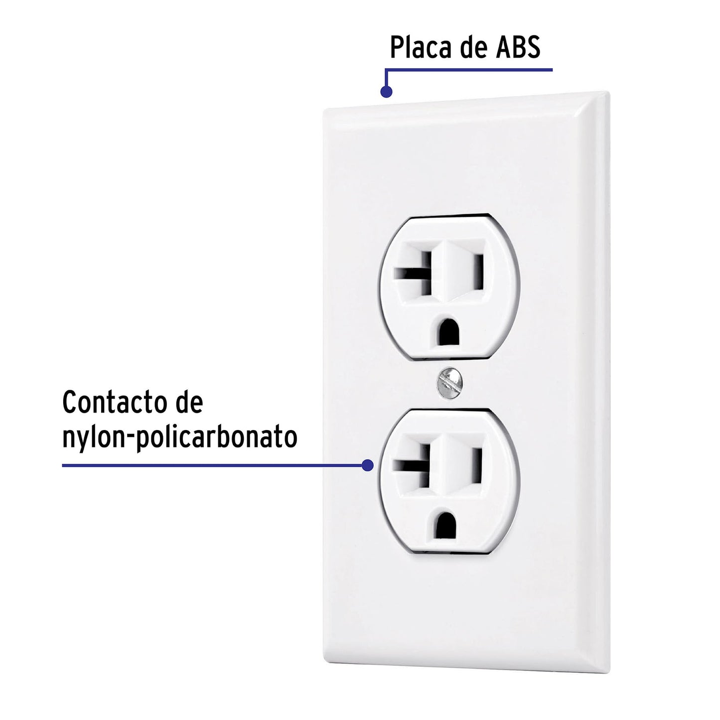 Placa armada contacto dúplex,2 polos, línea Standard, blanco | PA-CODO-MSB | 45951
