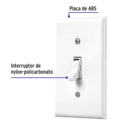 Placa armada interruptor sencillo, línea Standard, blanco | PA-APSE-SB | 45952