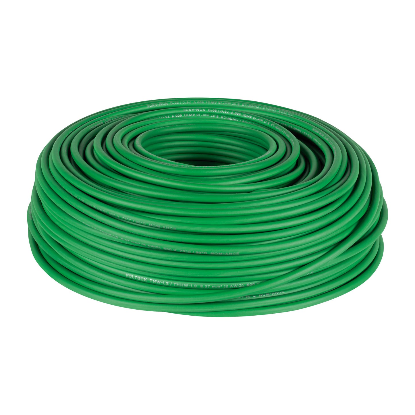 Rollo de 100 m de cable THHW-LS 8 AWG verde, Volteck | CAB-8V | 46062