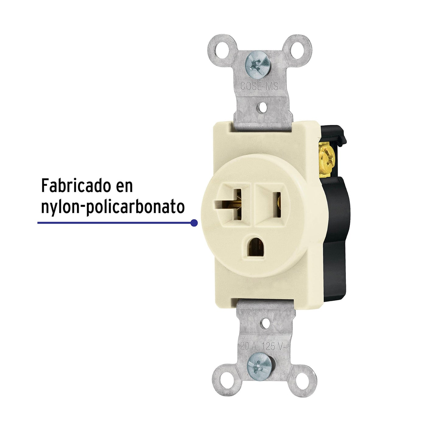 Contacto sencillo, 2 polos 3 hilos, 20 A, Standard, marfil | COSE-MS | 46101