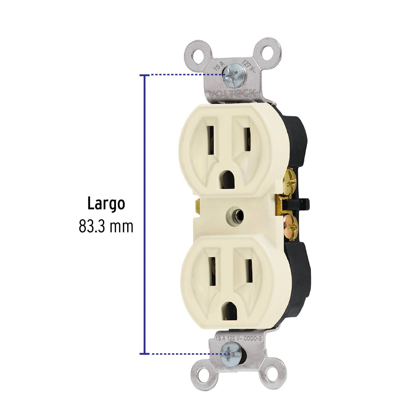 Contacto dúplex, 2 polos 3 hilos, Standard, marfil, Volteck | CODO-S | 46102