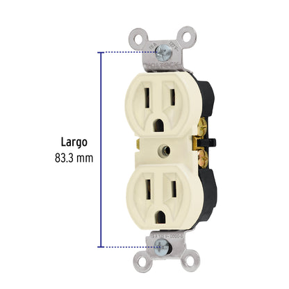 Contacto dúplex, 2 polos 3 hilos, Standard, marfil, Volteck | CODO-S | 46102