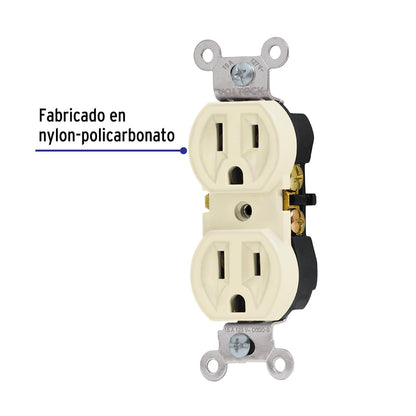 Contacto dúplex, 2 polos 3 hilos, Standard, marfil, Volteck | CODO-S | 46102