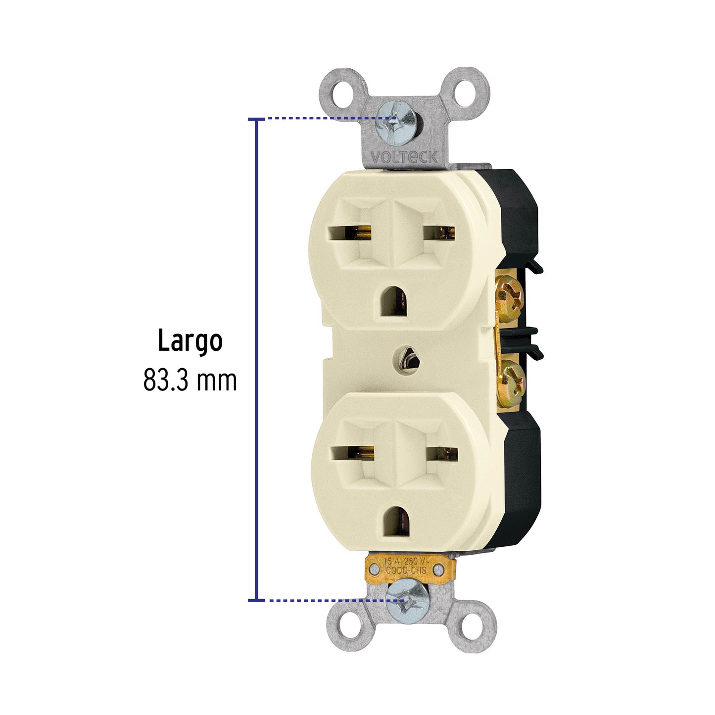 Contacto dúplex, cara de chino, Standard, marfil, Volteck | CODO-CHS | 46104