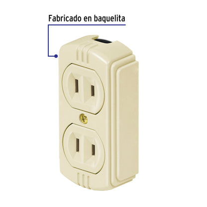 Contacto de sobreponer dúplex sin tierra, Volteck | COSO-D | 46106