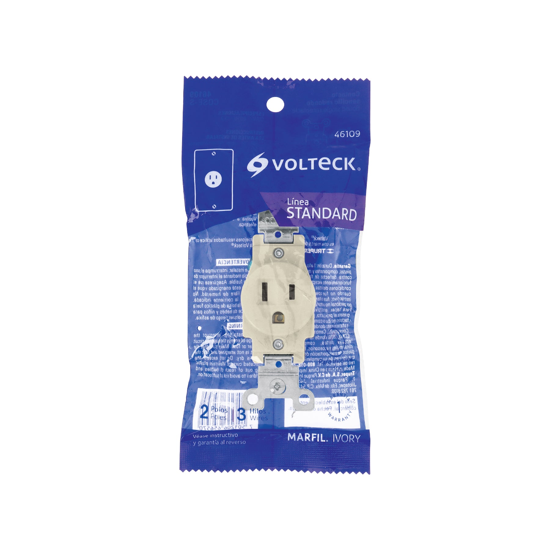 Contacto sencillo, 2 polos 3 hilos, Standard, marfil | COSE-S | 46109