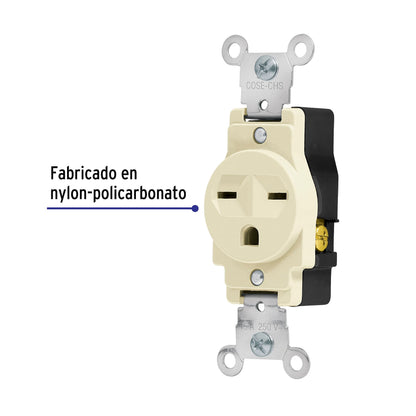 Contacto sencillo, cara de chino, Standard, marfil, Volteck | COSE-CHS | 46110