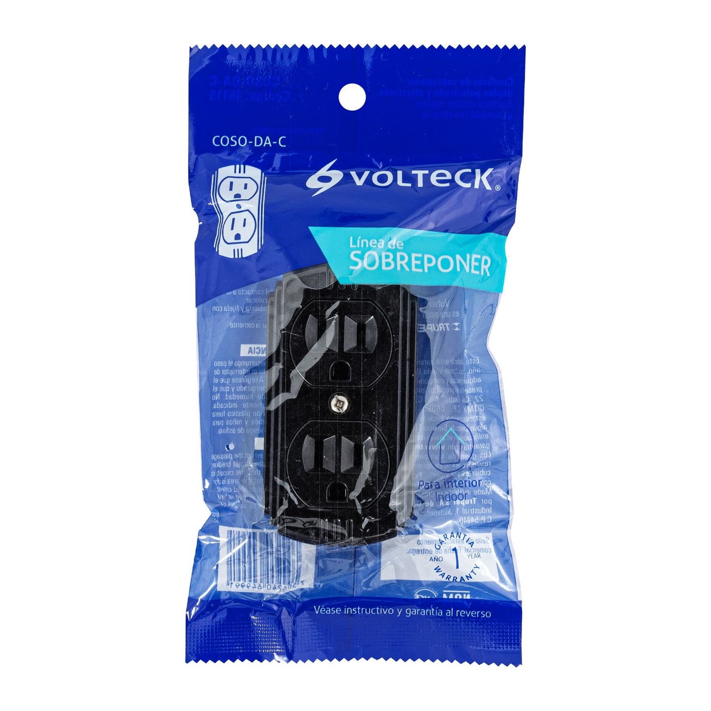 Contacto de sobreponer dúplex 2 polos+ tierra, café, Volteck | COSO-DA-C | 46115