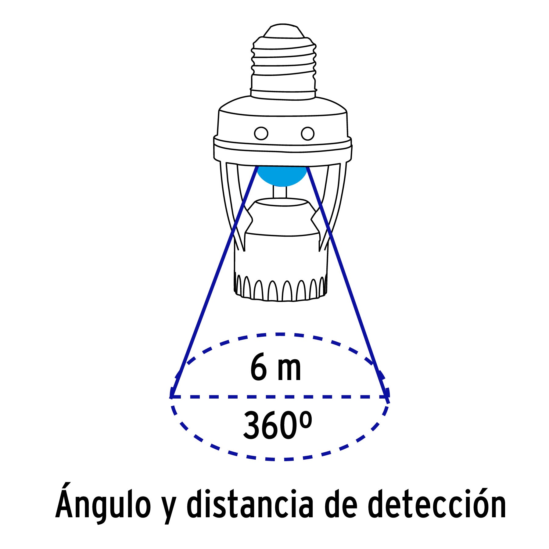 Portalámpara con sensor de movimiento 360°, Volteck | POSE-360 | 46274