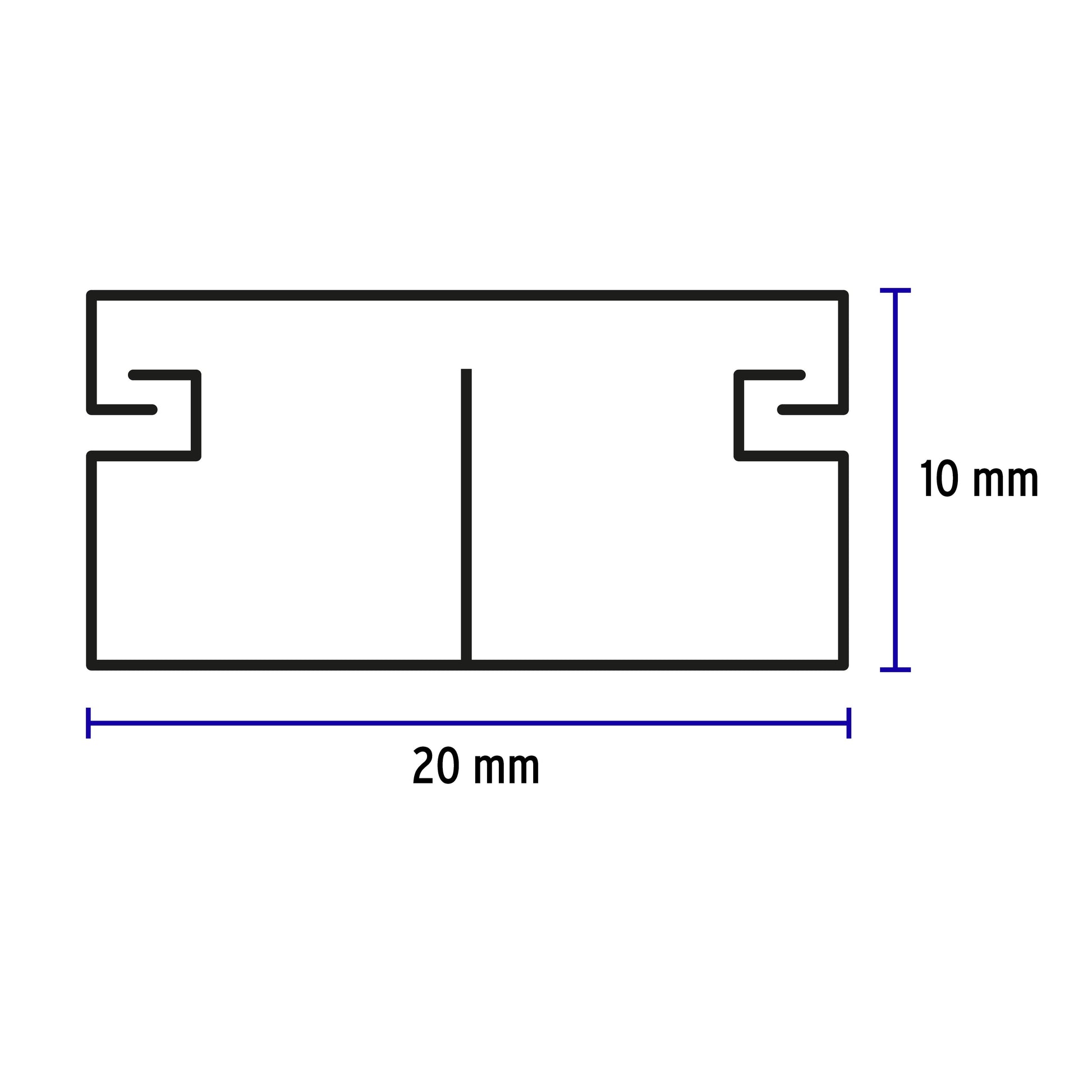 Canaleta de 2 vías 10 x 20 mm, con división, VOLTECK | CAN-1020D | 46283