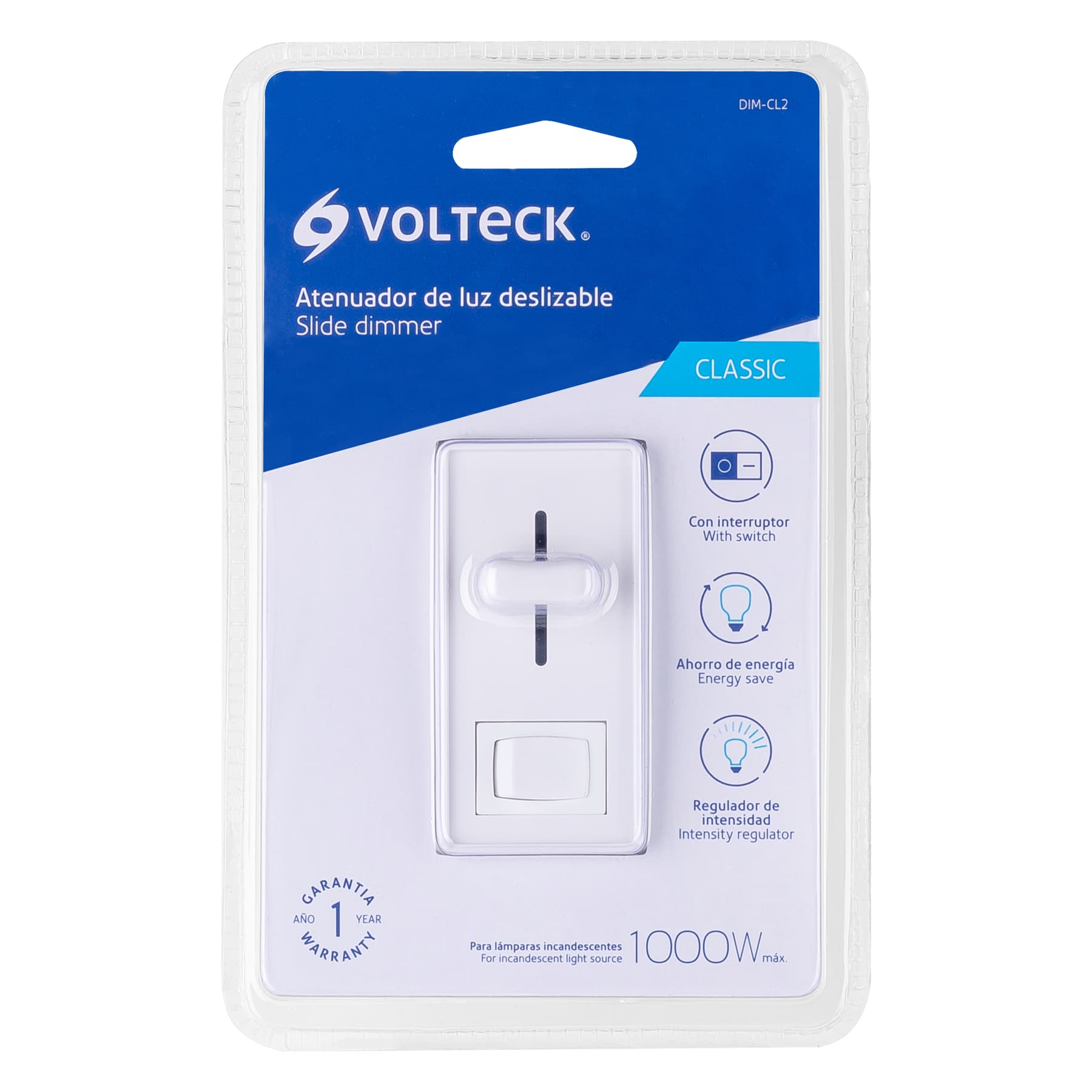 Atenuador de Luz deslizable con interruptor, línea Classic | DIM-CL2 | 46301