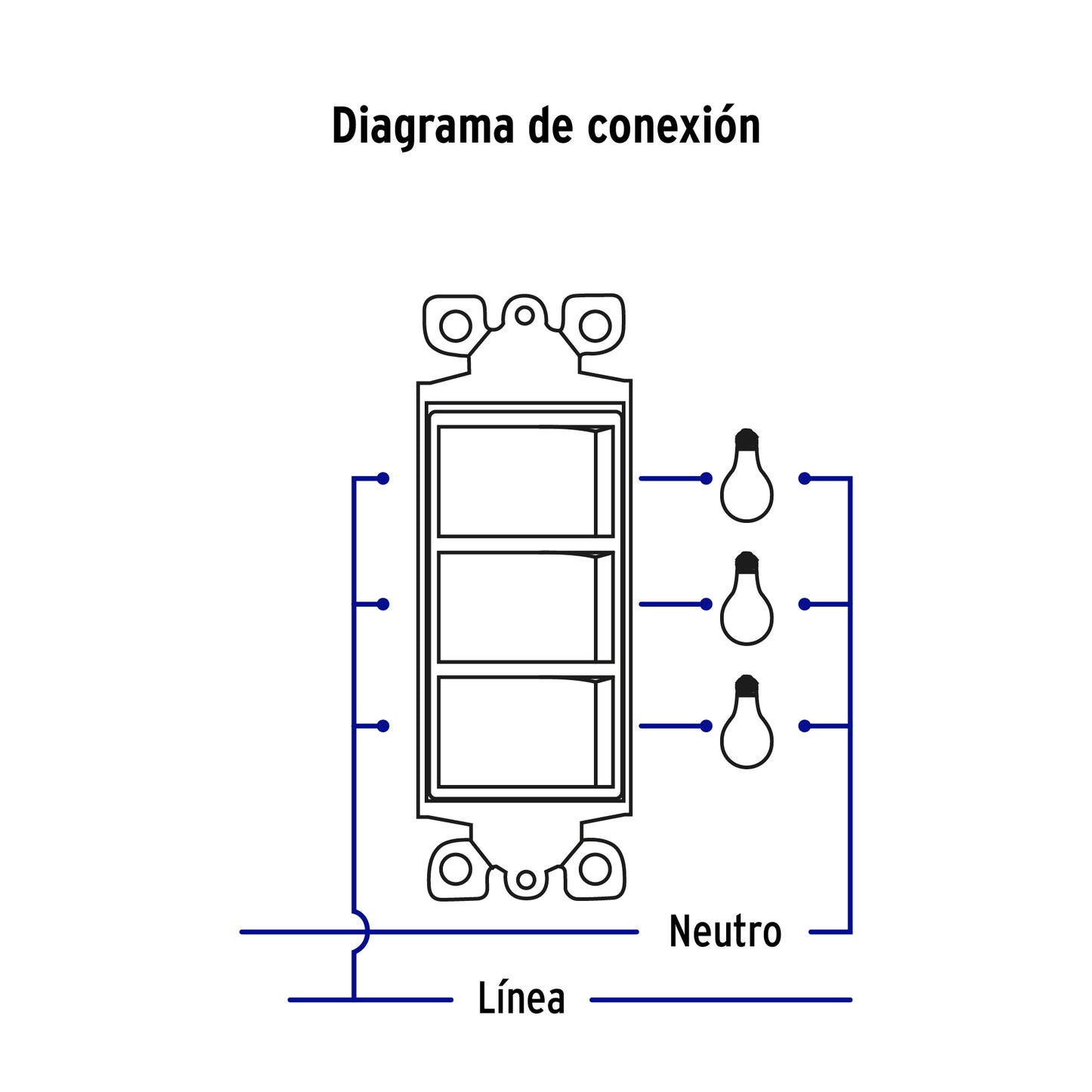 Placa armada con 3 interruptores sencillos, línea Classic | PA-APTR-CLP | 46339