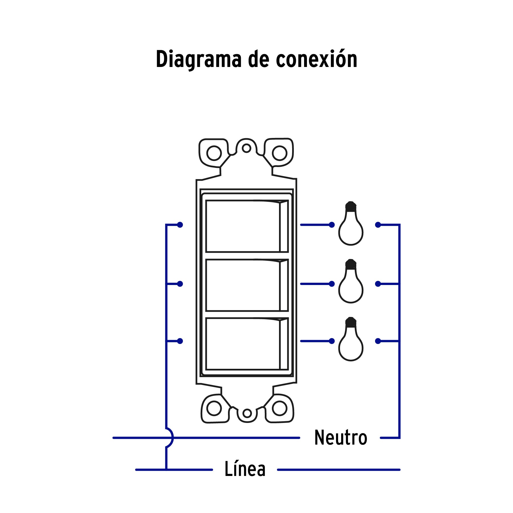 Placa armada con 3 interruptores sencillos, línea Classic | PA-APTR-CLP | 46339