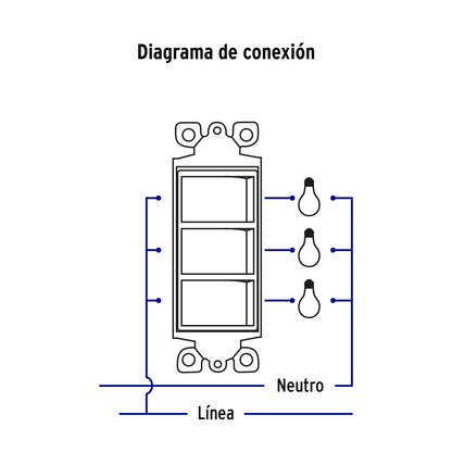 Placa armada con 3 interruptores sencillos, línea Classic | PA-APTR-CLP | 46339