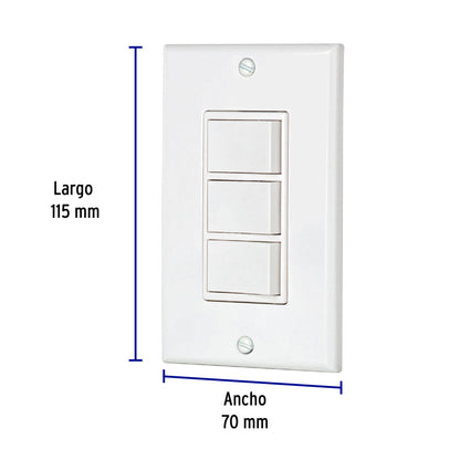 Placa armada con 3 interruptores sencillos, línea Classic | PA-APTR-CLP | 46339