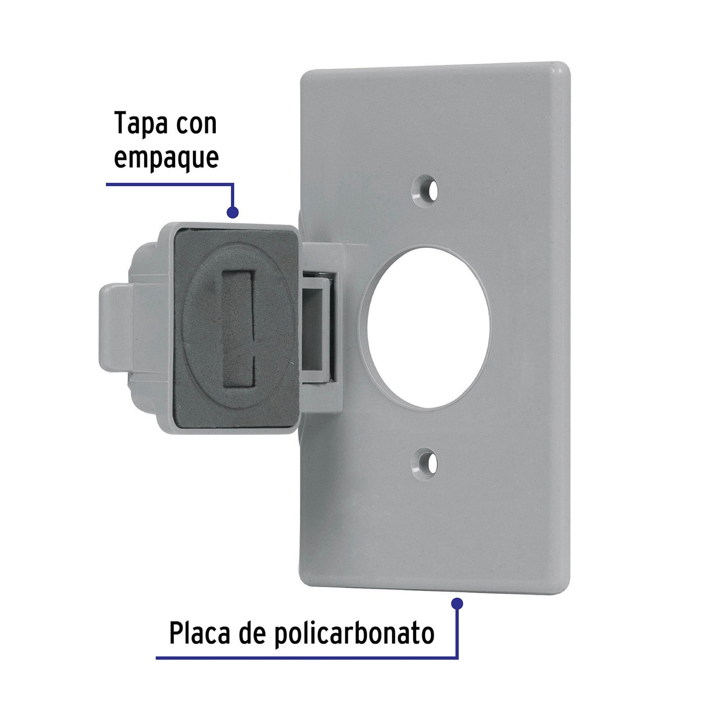 Placa contacto redondo, policarbonato,p/intemperie, Standard | PPIN-SES | 46411