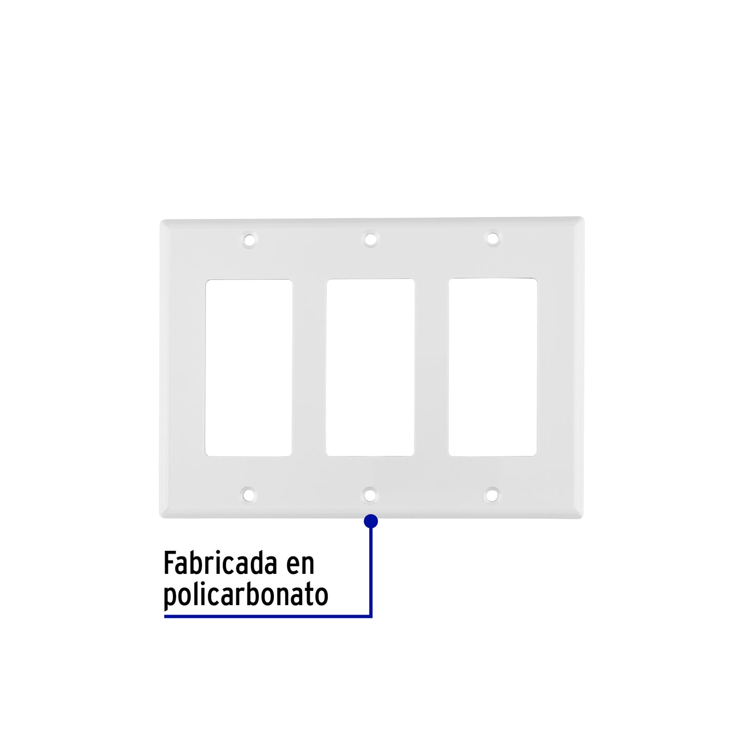Placa 3 ventanas, de policarbonato, línea Classic, Volteck | PPTR-CL | 46420