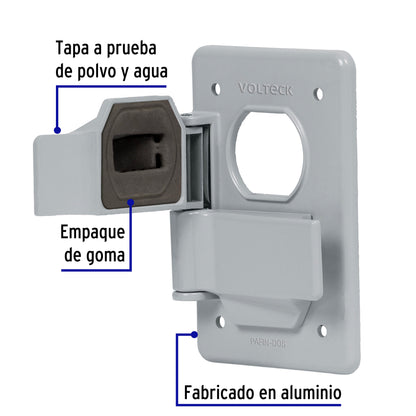 Placa tipo FS, con cubierta, doble, sobreponer, Volteck | PAFIN-DOS | 46433