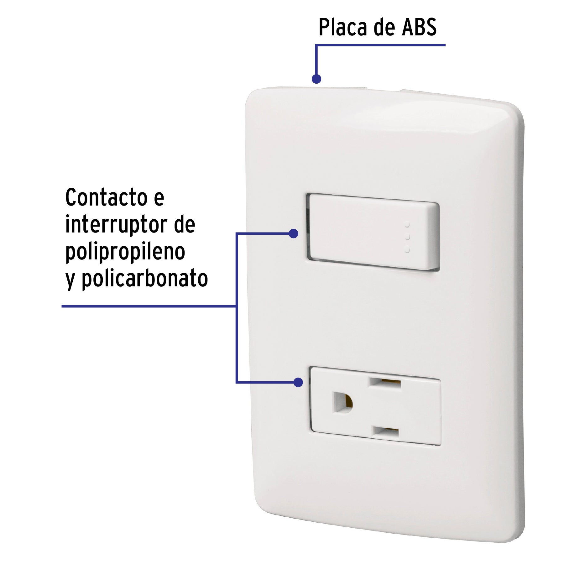 Placa armada contacto e interruptor, blanco, línea Italiana | PA-APCO-IB | 46455