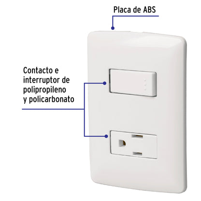 Placa armada contacto e interruptor, blanco, línea Italiana | PA-APCO-IB | 46455