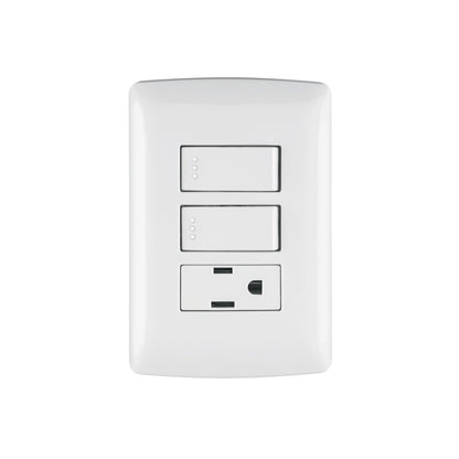 Placa armada contacto 2 interruptores,blanco, línea Italiana | PA-APCO-I2B | 46456