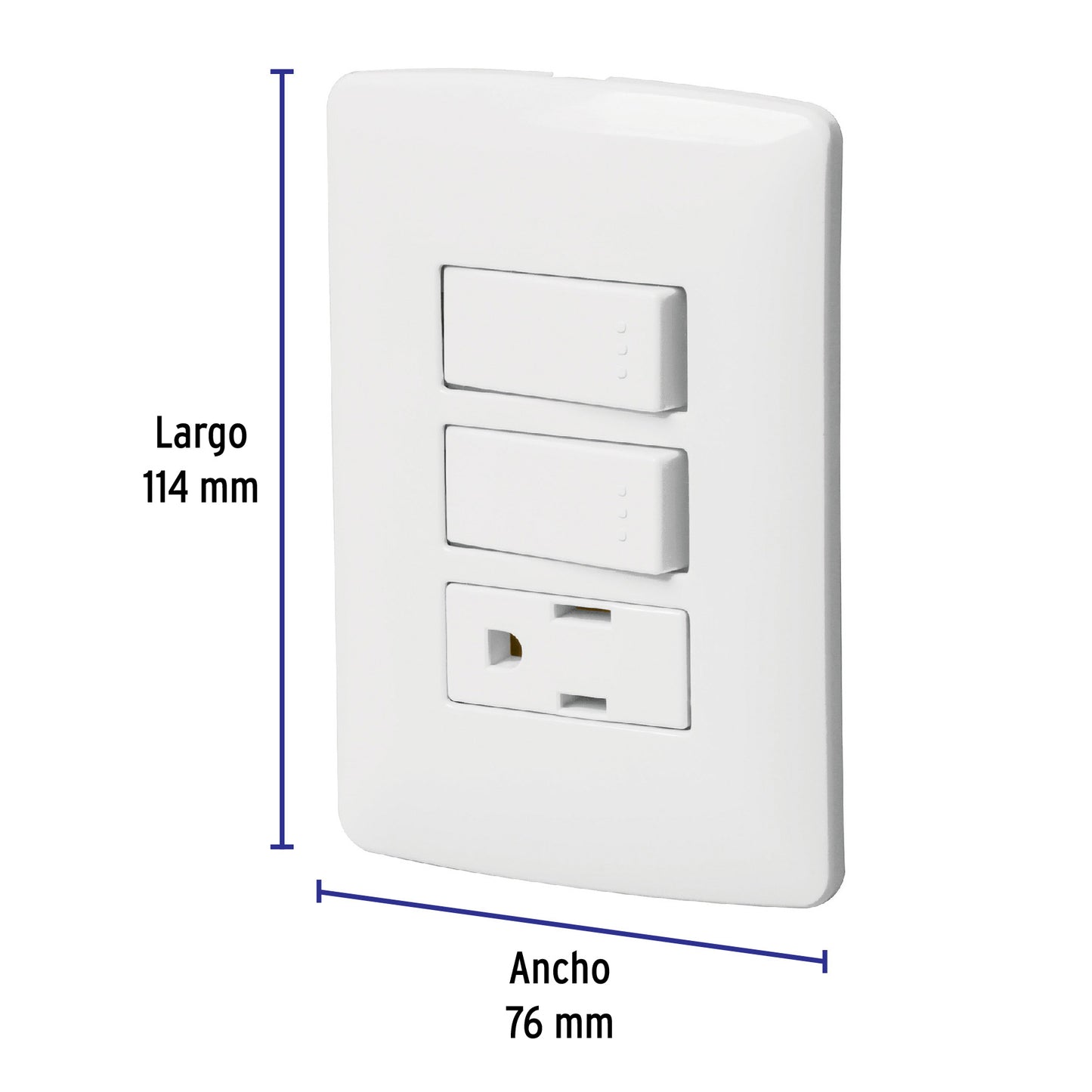 Placa armada contacto 2 interruptores,blanco, línea Italiana | PA-APCO-I2B | 46456