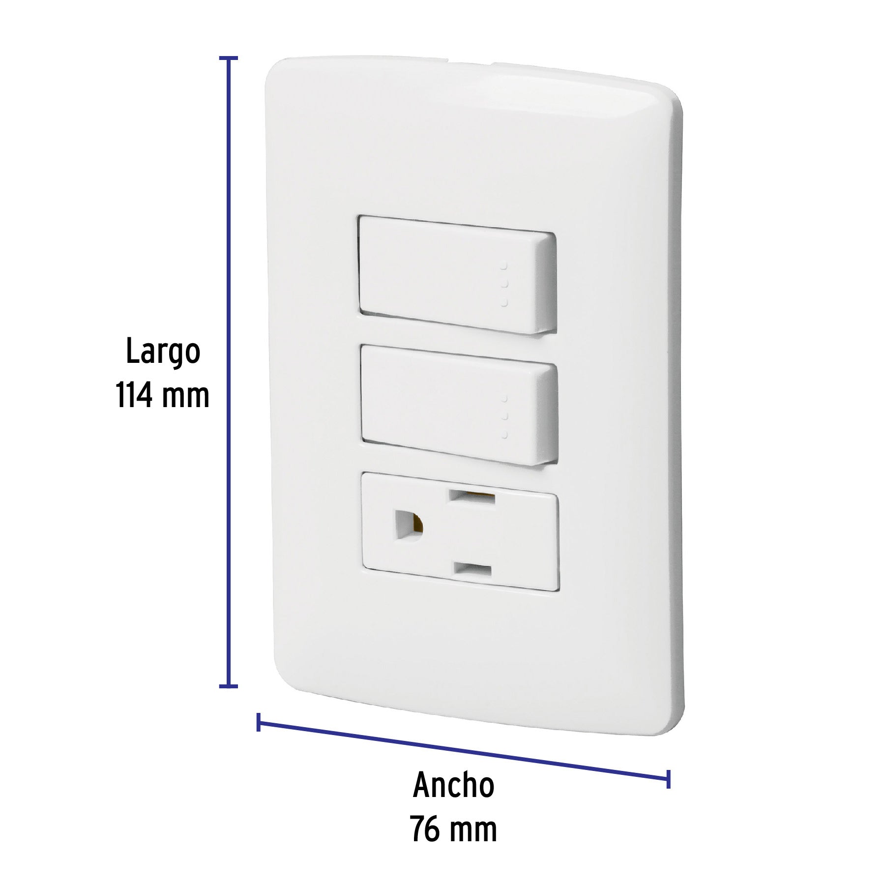 Placa armada contacto 2 interruptores,blanco, línea Italiana | PA-APCO-I2B | 46456
