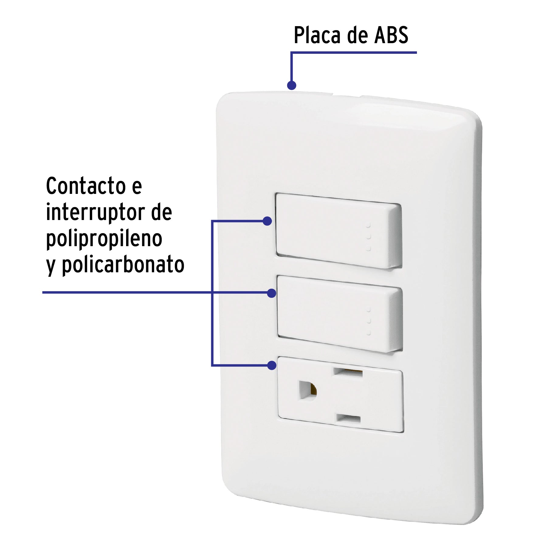 Placa armada contacto 2 interruptores,blanco, línea Italiana | PA-APCO-I2B | 46456