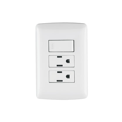 Placa armada 2 contactos e interruptor,blanco,línea Italiana | PA-APCO-I3B | 46457