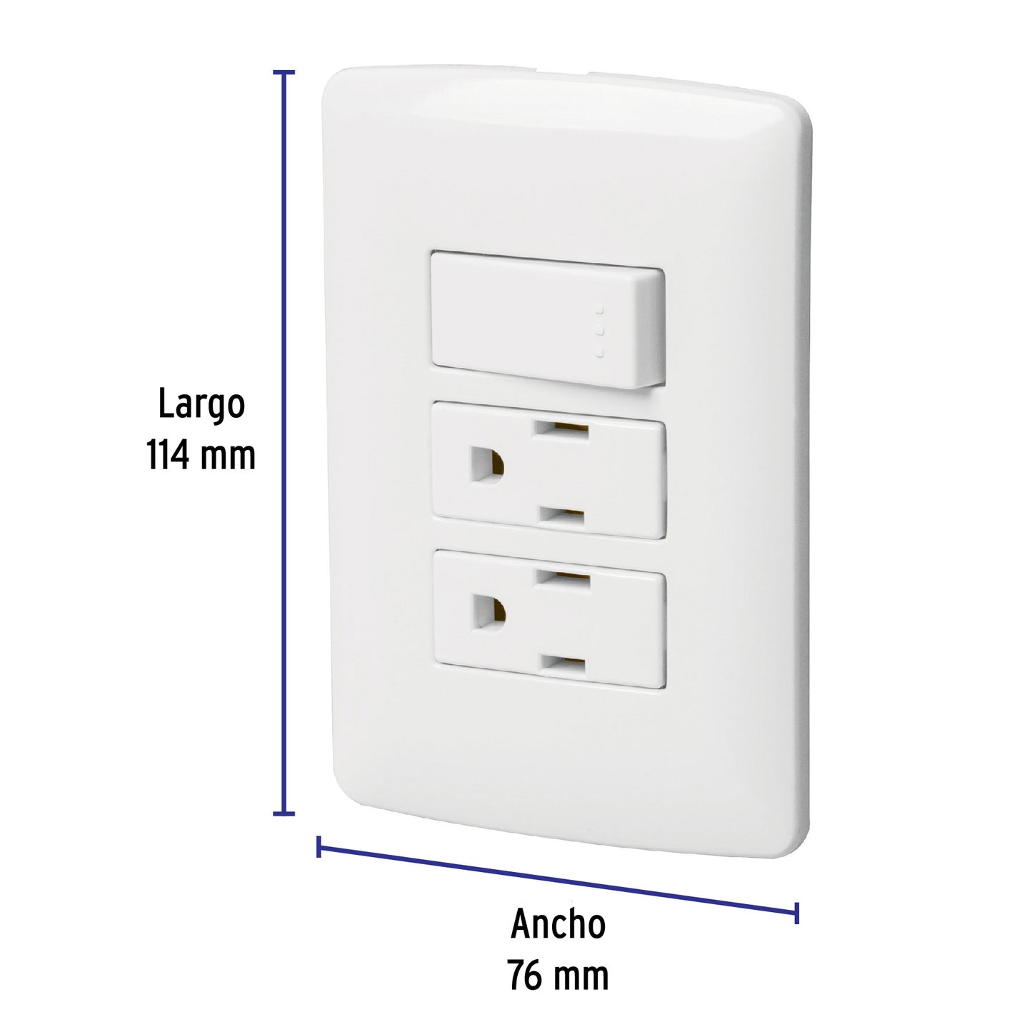 Placa armada 2 contactos e interruptor,blanco,línea Italiana | PA-APCO-I3B | 46457