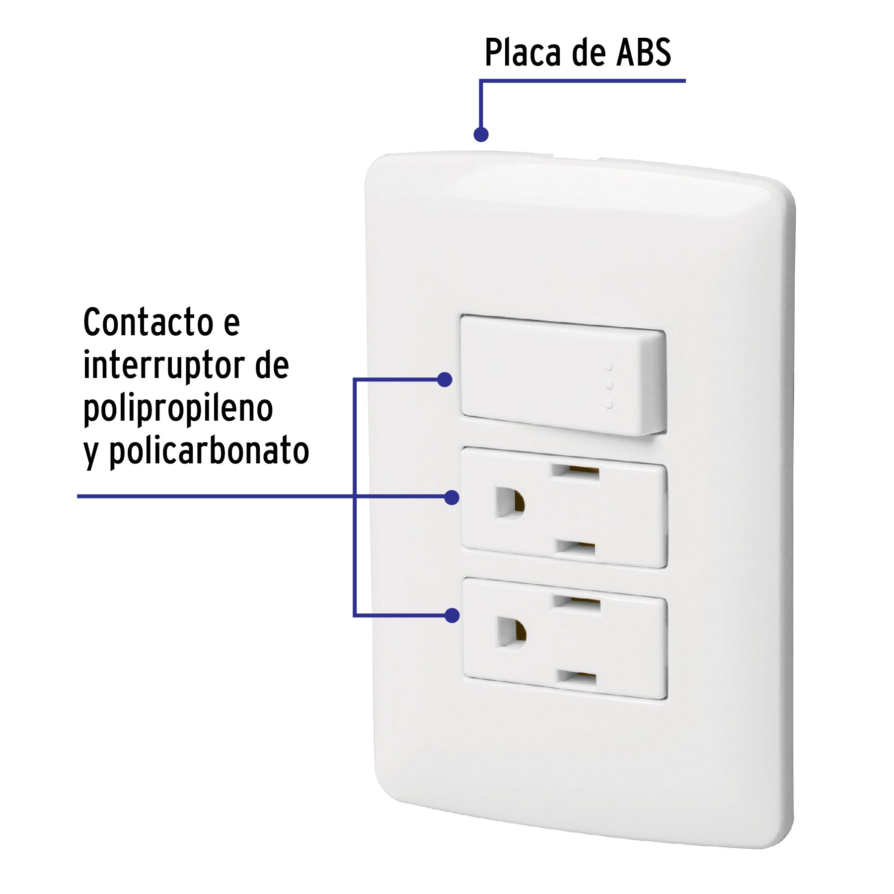 Placa armada 2 contactos e interruptor,blanco,línea Italiana | PA-APCO-I3B | 46457