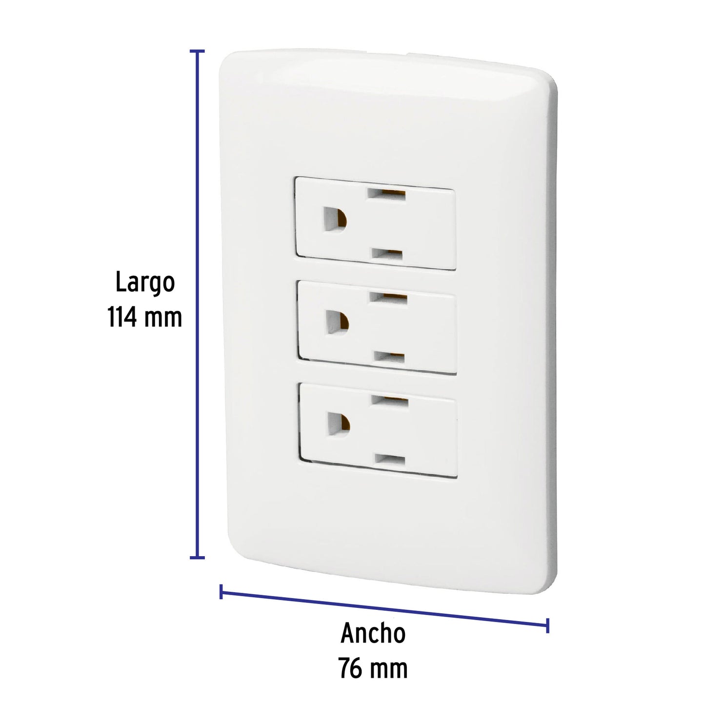 Placa armada 3 contactos aterrizados, blanco, línea Italiana | PA-COTR-IB | 46458