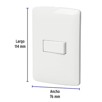 Placa armada 1 interruptor sencillo, blanco, línea Italiana | PA-APSE-IB | 46459