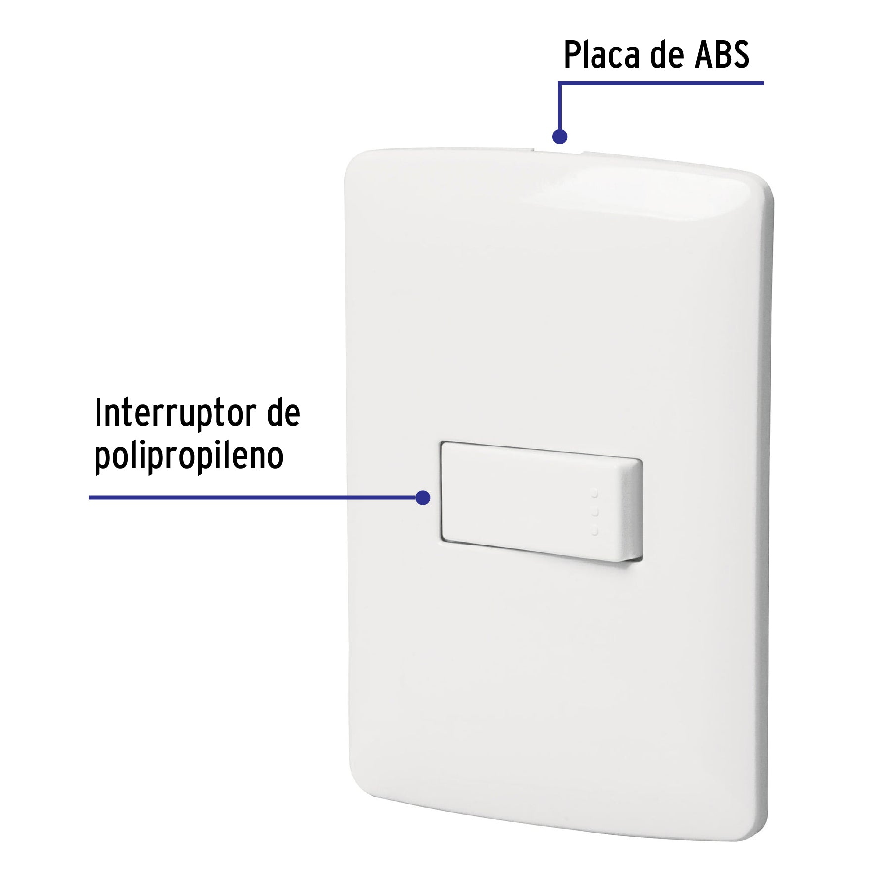 Placa armada 1 interruptor sencillo, blanco, línea Italiana | PA-APSE-IB | 46459