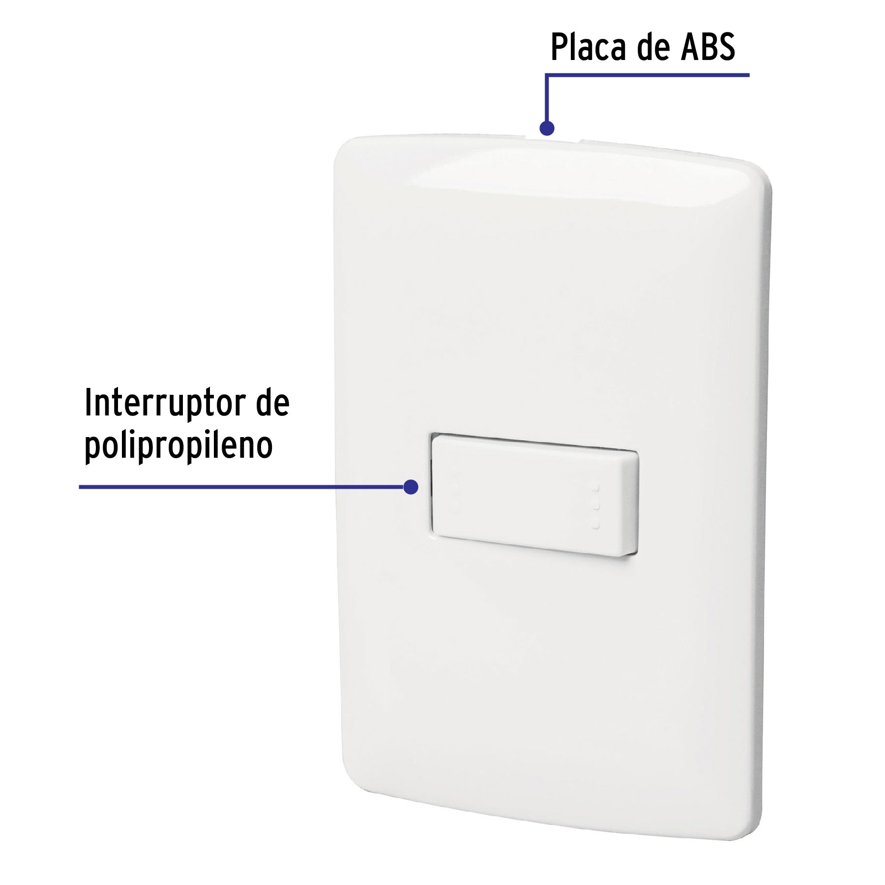 Placa armada 1 interruptor escalera, blanco, línea Italiana | PA-APSE-EIB | 46460