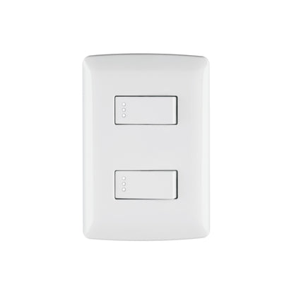 Placa armada, 2interruptores sencillos,blanco,línea Italiana | PA-APDO-IB | 46461