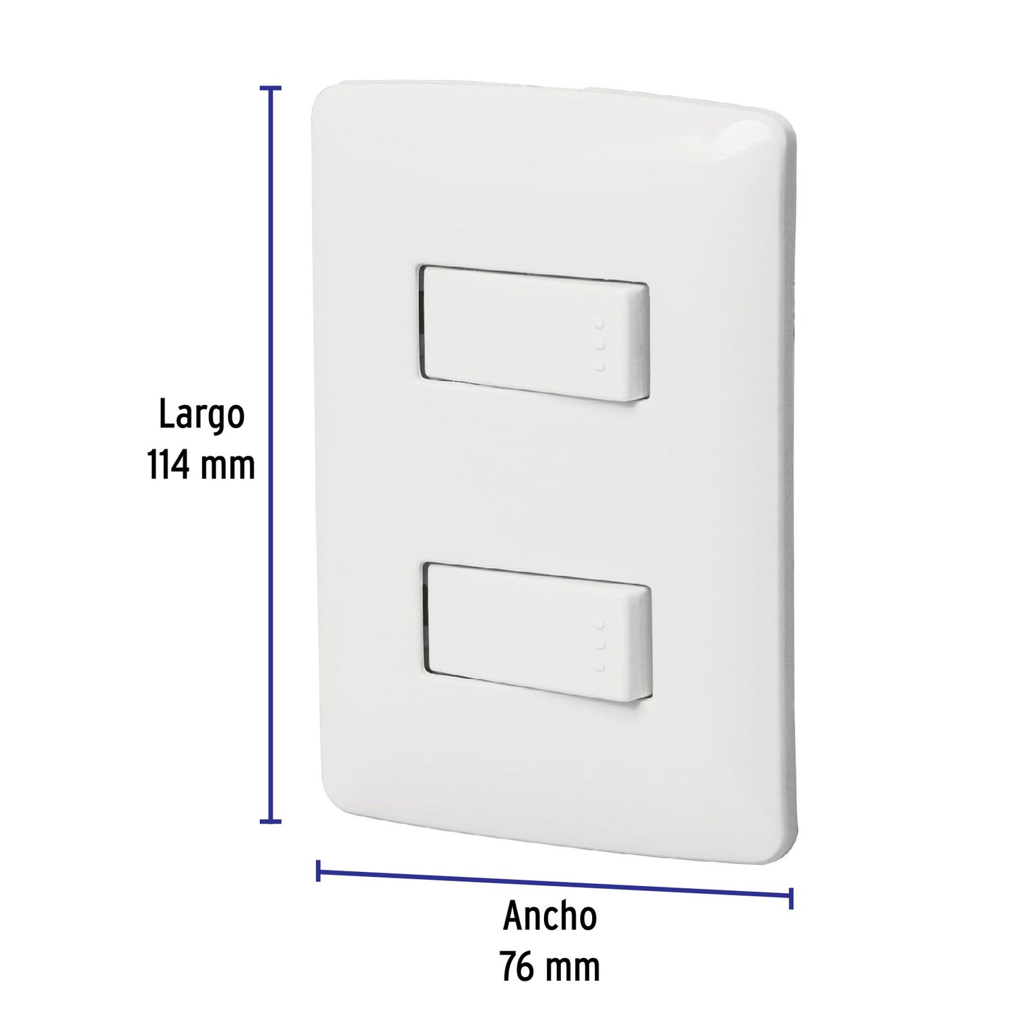 Placa armada, 2interruptores sencillos,blanco,línea Italiana | PA-APDO-IB | 46461