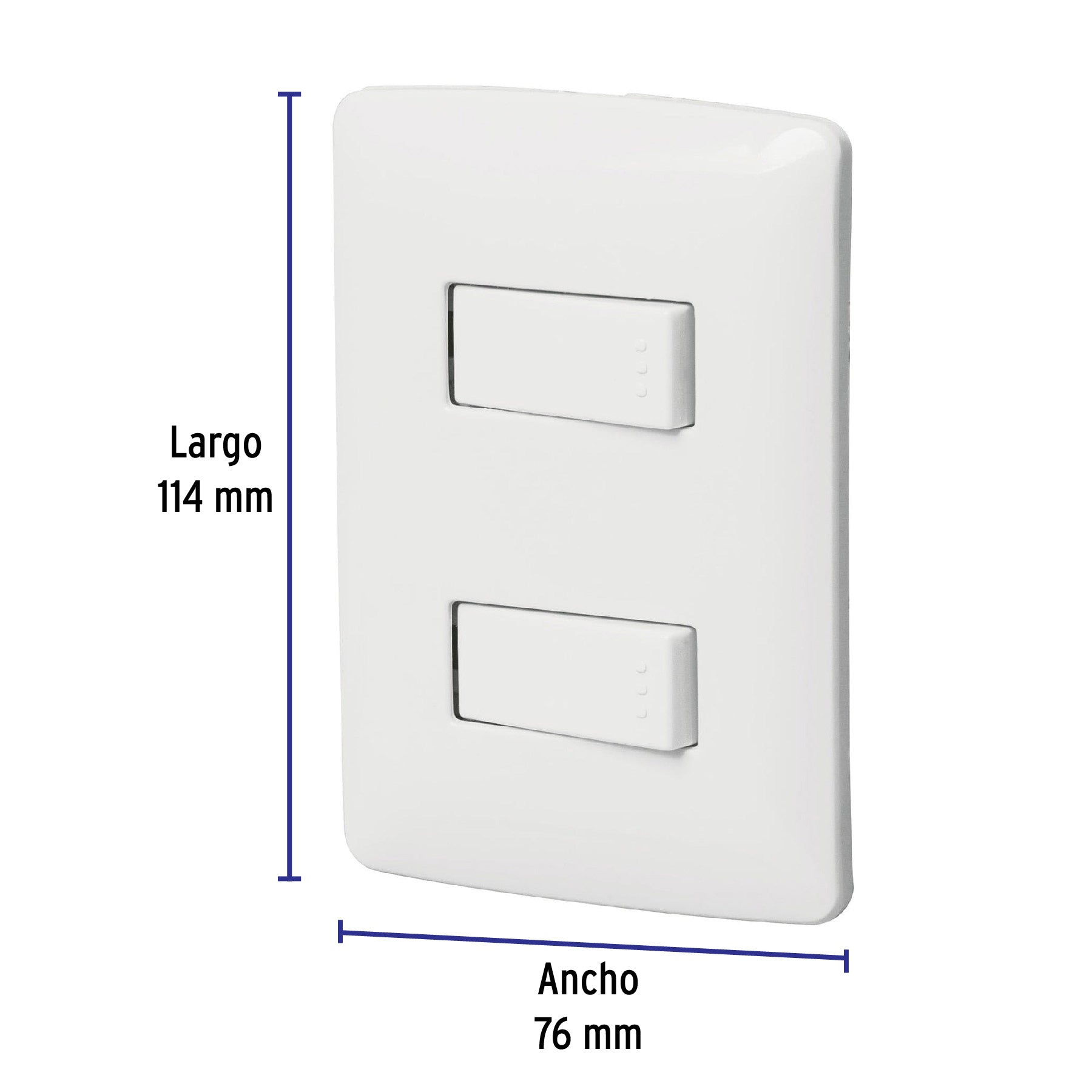 Placa armada, 2interruptores sencillos,blanco,línea Italiana | PA-APDO-IB | 46461