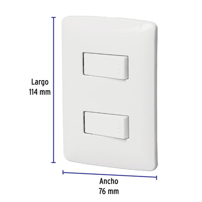 Placa armada, 2interruptores sencillos,blanco,línea Italiana | PA-APDO-IB | 46461