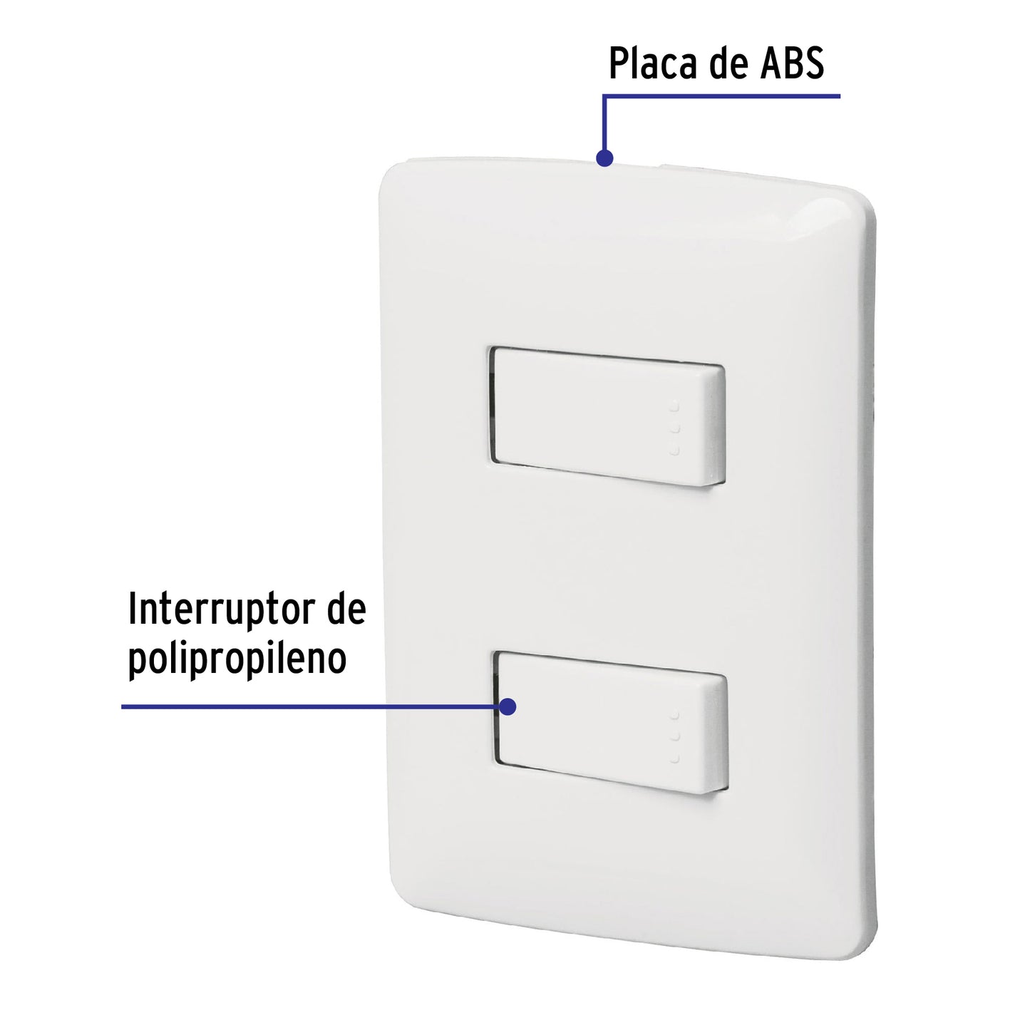 Placa armada, 2interruptores sencillos,blanco,línea Italiana | PA-APDO-IB | 46461