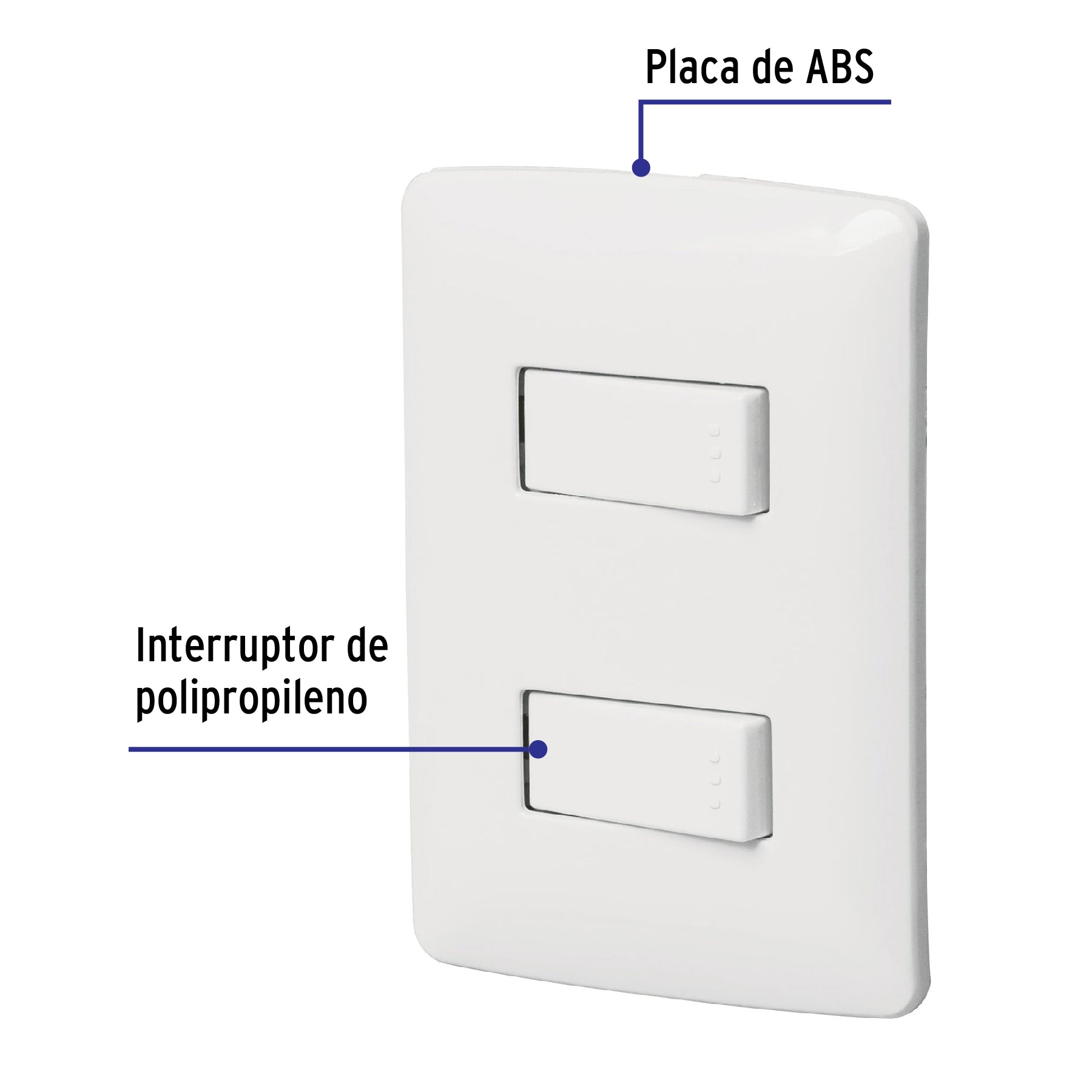 Placa armada, 2interruptores sencillos,blanco,línea Italiana | PA-APDO-IB | 46461