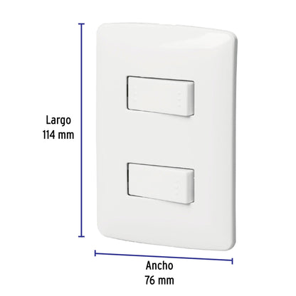 Placa armada 1 interruptor 1 escalera,blanco, línea Italiana | PA-APDO-EIB | 46462