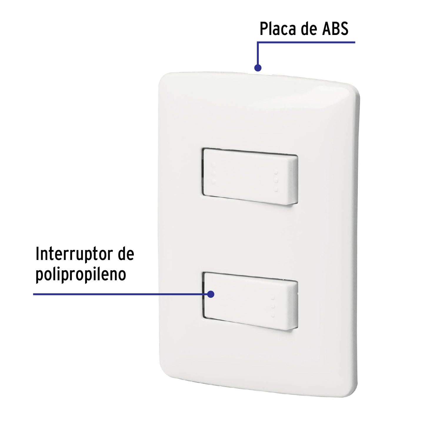 Placa armada 1 interruptor 1 escalera,blanco, línea Italiana | PA-APDO-EIB | 46462