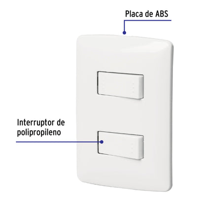Placa armada 1 interruptor 1 escalera,blanco, línea Italiana | PA-APDO-EIB | 46462