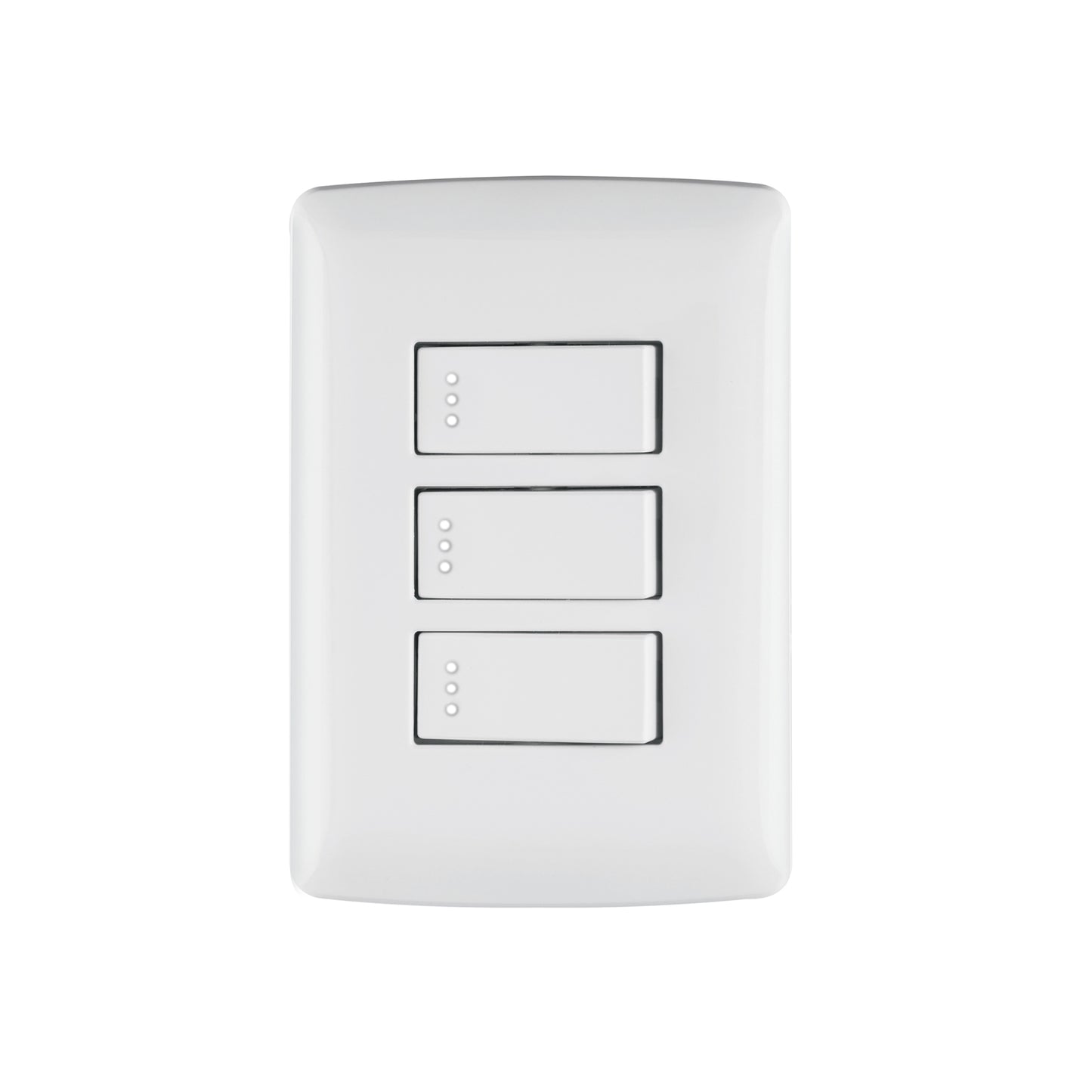 Placa armada 3 interruptores sencillos,blanco,línea Italiana | PA-APTR-IB | 46463