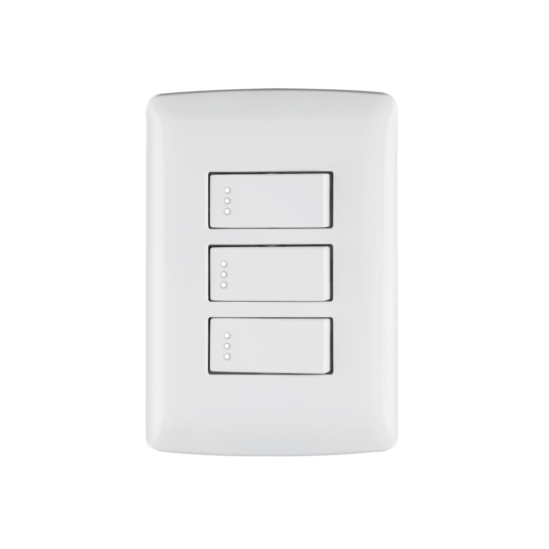 Placa armada 3 interruptores sencillos,blanco,línea Italiana | PA-APTR-IB | 46463