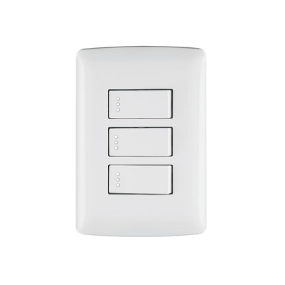Placa armada 3 interruptores sencillos,blanco,línea Italiana | PA-APTR-IB | 46463