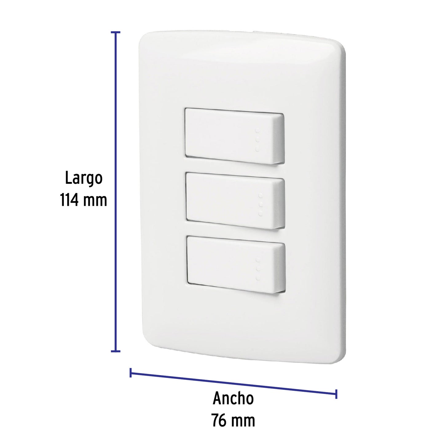 Placa armada 3 interruptores sencillos,blanco,línea Italiana | PA-APTR-IB | 46463