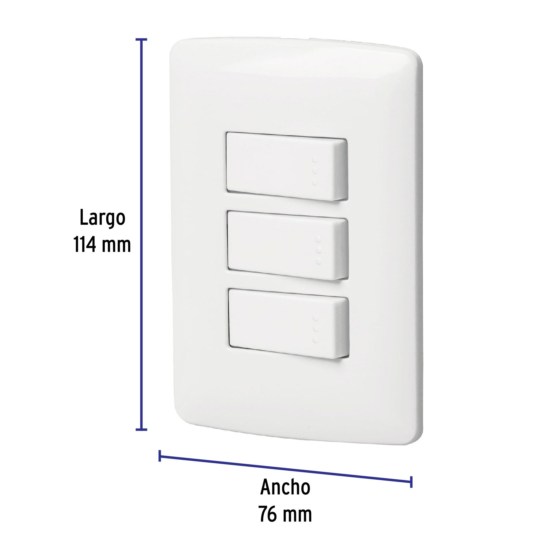Placa armada 3 interruptores sencillos,blanco,línea Italiana | PA-APTR-IB | 46463