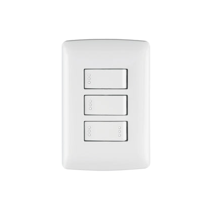 Placa armada 2 interruptores 1escalera blanco,línea Italiana | PA-APTR-EIB | 46464